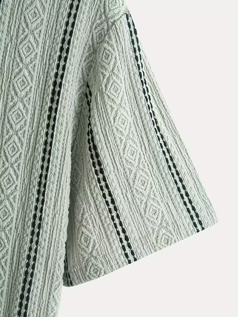 Men’s Casual Sports T-Shirt – Jacquard Texture Short Sleeve Fashion Shirt