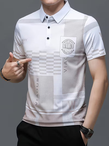 Men’s Summer Casual Shirt – Colorblock Short Sleeve Button-Up, Stretch Fabric, Lightweight & Comfortable