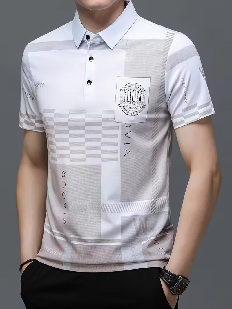 Men’s Summer Casual Shirt – Colorblock Short Sleeve Button-Up, Stretch Fabric, Lightweight & Comfortable