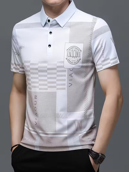 Men’s Summer Casual Shirt – Colorblock Short Sleeve Button-Up, Stretch Fabric, Lightweight & Comfortable