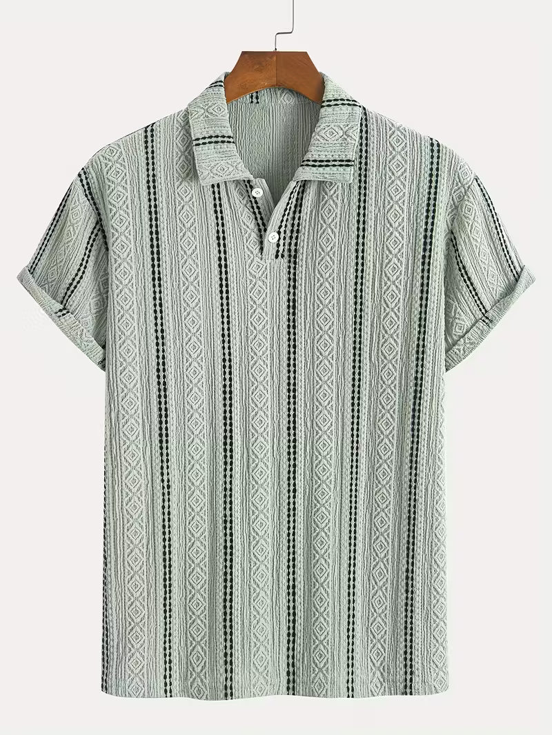 Men’s Casual Sports T-Shirt – Jacquard Texture Short Sleeve Fashion Shirt