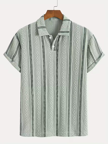 Men’s Casual Sports T-Shirt – Jacquard Texture Short Sleeve Fashion Shirt