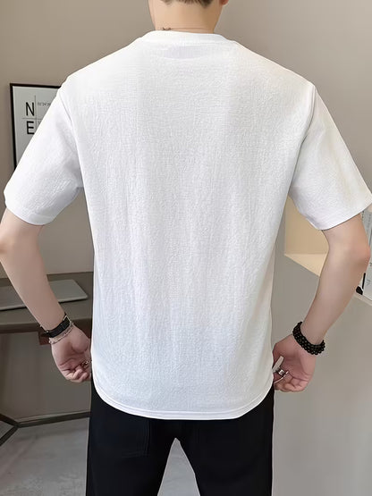 Men’s Embroidered Streetwear T-Shirt – 2025 Summer Fashion Trend, Short Sleeve Casual Tee with Premium Stitching