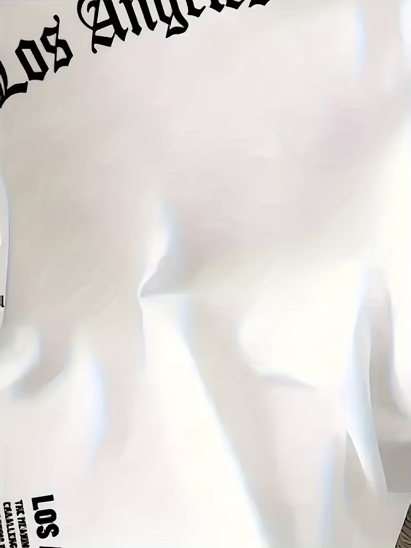 Men’s Los Angeles 3D Gothic Print Streetwear T-Shirt – White & Black