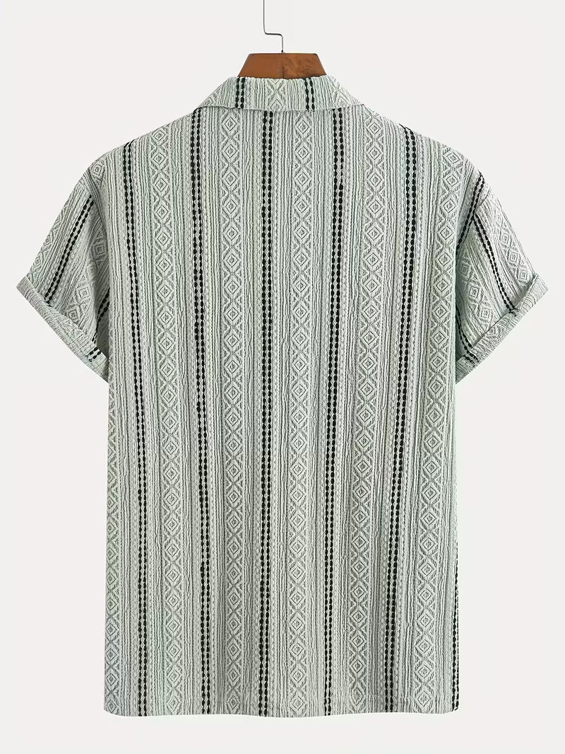 Men’s Casual Sports T-Shirt – Jacquard Texture Short Sleeve Fashion Shirt