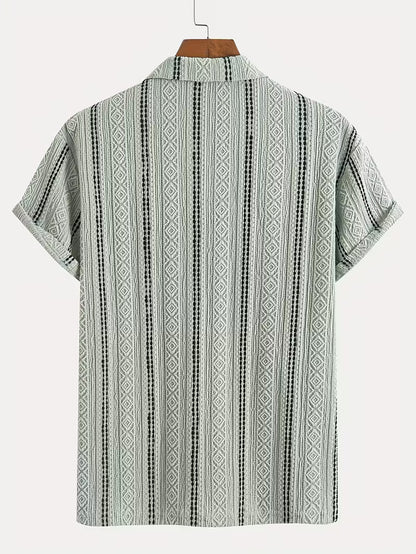 Men’s Casual Sports T-Shirt – Jacquard Texture Short Sleeve Fashion Shirt