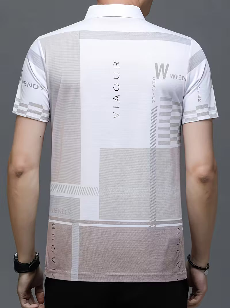 Men’s Summer Casual Shirt – Colorblock Short Sleeve Button-Up, Stretch Fabric, Lightweight & Comfortable