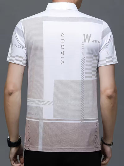 Men’s Summer Casual Shirt – Colorblock Short Sleeve Button-Up, Stretch Fabric, Lightweight & Comfortable