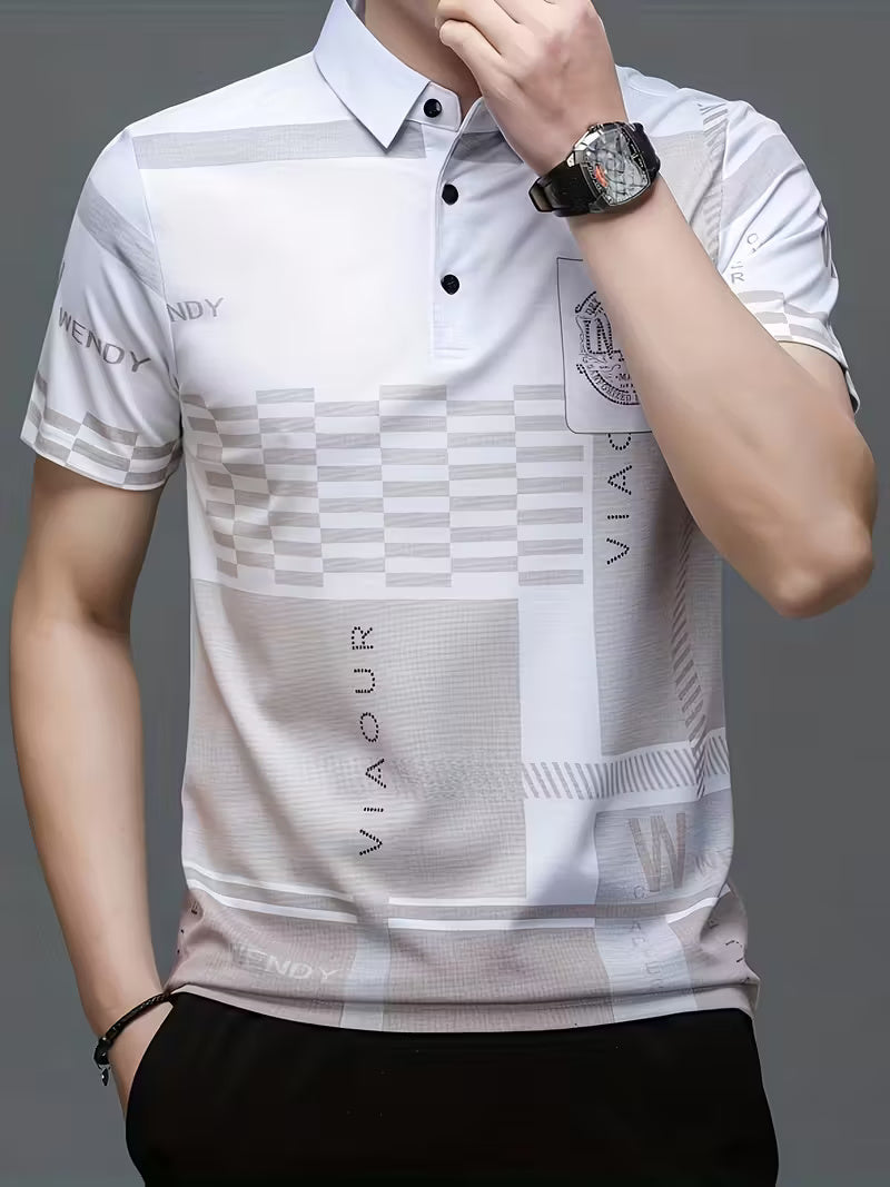 Men’s Summer Casual Shirt – Colorblock Short Sleeve Button-Up, Stretch Fabric, Lightweight & Comfortable