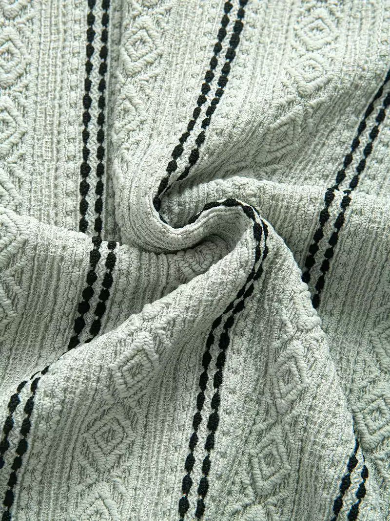 Men’s Casual Sports T-Shirt – Jacquard Texture Short Sleeve Fashion Shirt