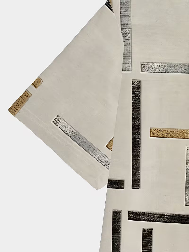 Men’s Black & Gold Stripe Graphic T-Shirt – Short Sleeve Crew Neck Casual Tee for Summer Style