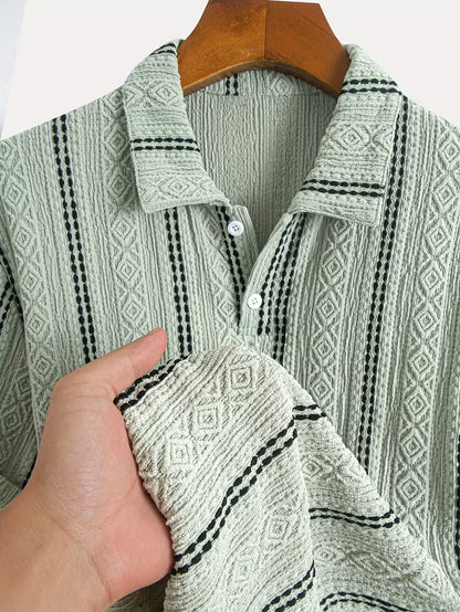 Men’s Casual Sports T-Shirt – Jacquard Texture Short Sleeve Fashion Shirt