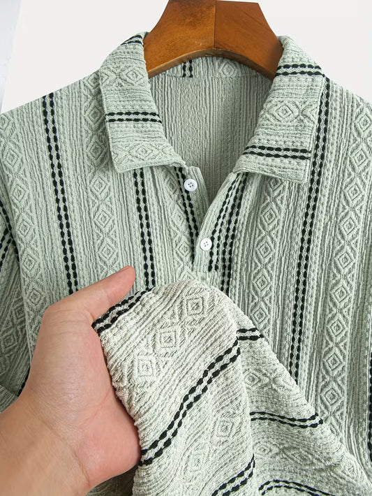 Men’s Casual Sports T-Shirt – Jacquard Texture Short Sleeve Fashion Shirt