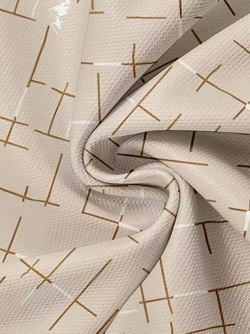 Men’s Beige Graphic T-Shirt – Minimalist Geometric & Number 18 Design, Soft Round Neck, Casual & Smart Wear