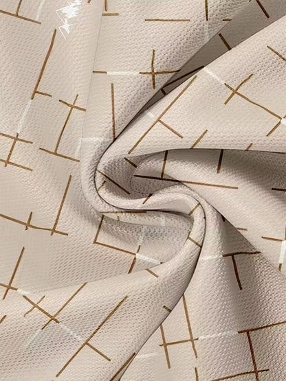 Men’s Beige Graphic T-Shirt – Minimalist Geometric & Number 18 Design, Soft Round Neck, Casual & Smart Wear