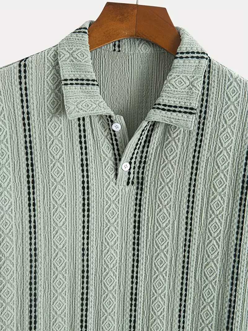 Men’s Casual Sports T-Shirt – Jacquard Texture Short Sleeve Fashion Shirt