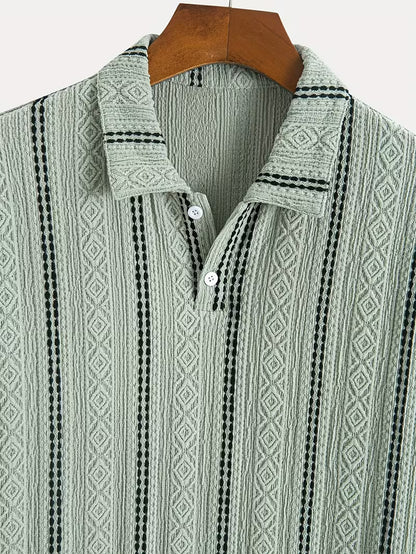 Men’s Casual Sports T-Shirt – Jacquard Texture Short Sleeve Fashion Shirt