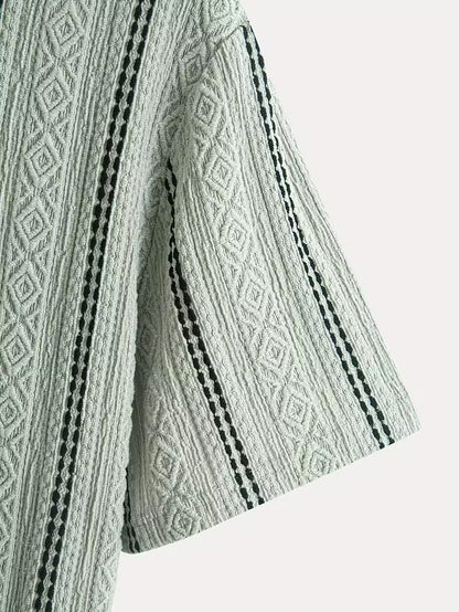 Men’s Casual Sports T-Shirt – Jacquard Texture Short Sleeve Fashion Shirt