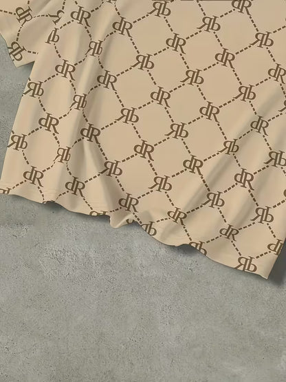 Men’s Casual Short Sleeve English Letter Print T-Shirt – White & Grey